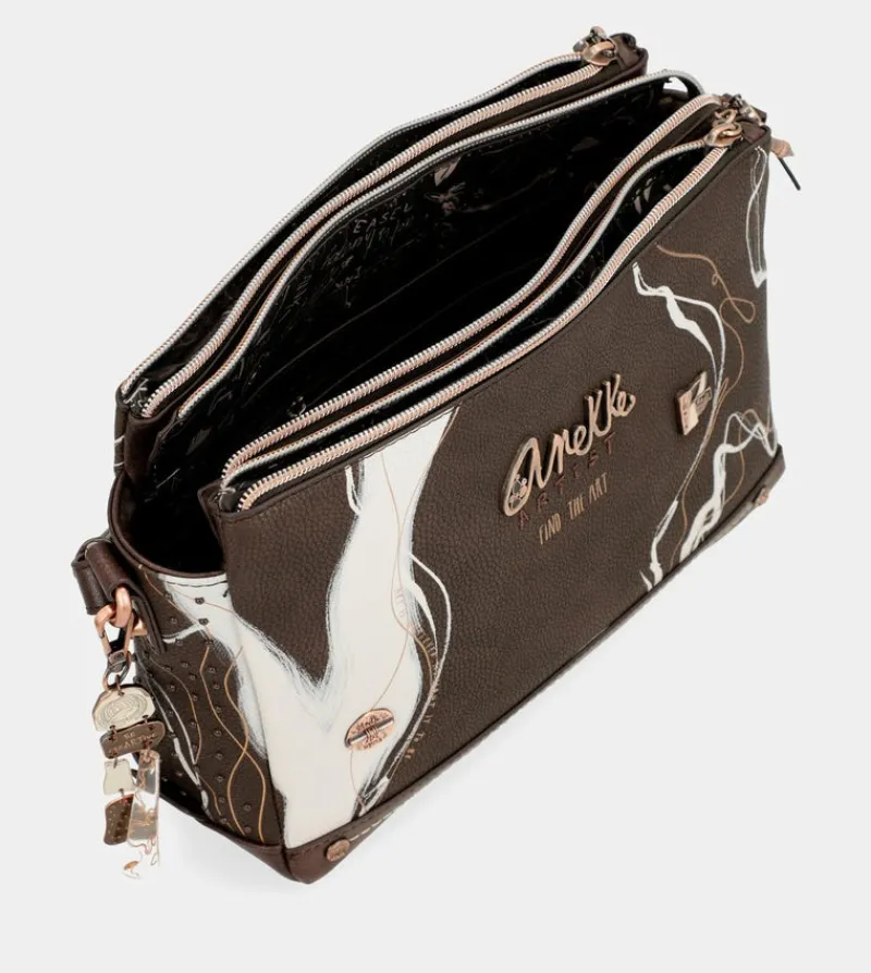 Anekke Nature Shodo Brown 3 Compartment Messenger Bag Brown Best