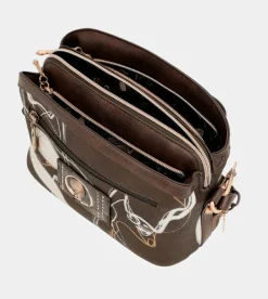 Anekke Nature Shodo Brown 3 Compartments Shoulder Bag Discount