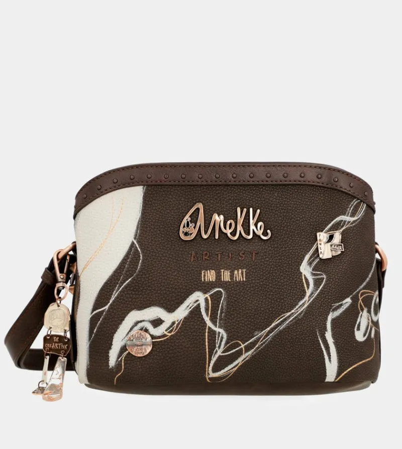 Anekke Nature Shodo Brown 3 Compartments Shoulder Bag Discount