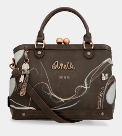 Anekke Nature Shodo Brown Mouthpiece Handbag Shop