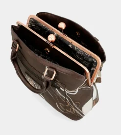 Anekke Nature Shodo Brown Mouthpiece Handbag Shop
