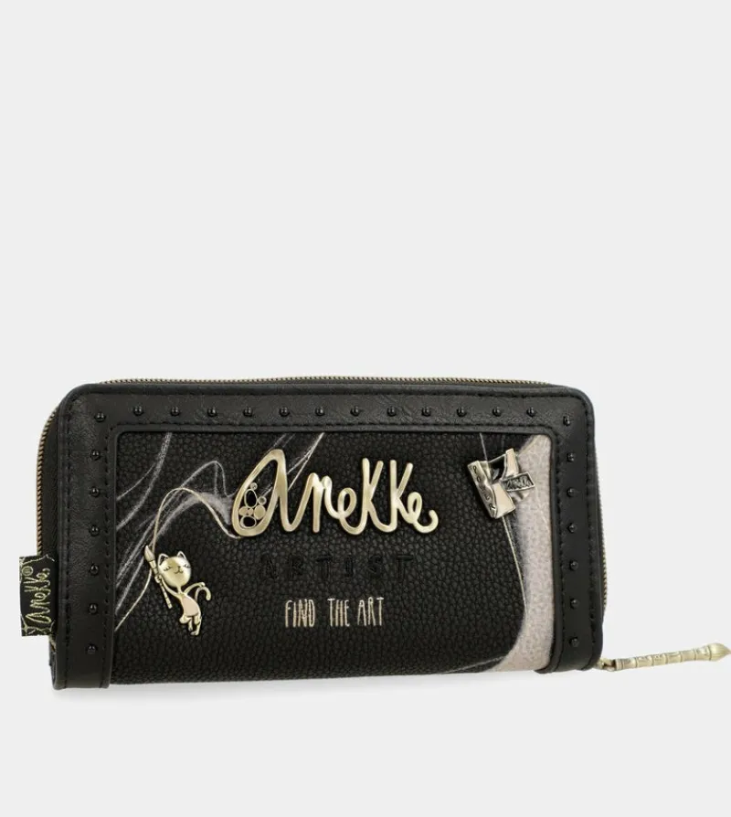 Anekke Nature Shodo Large Black Rfid Wallet Cheap