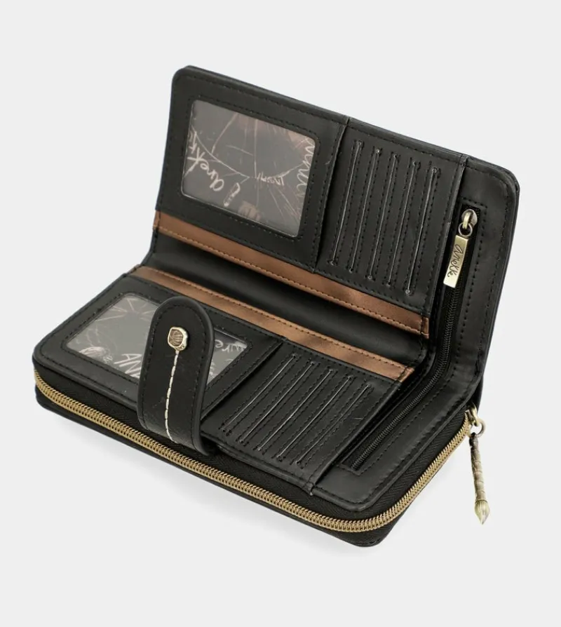 Anekke Nature Shodo Large Black Rfid Wallet Cheap