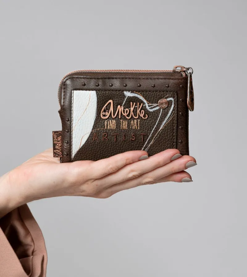 Anekke Nature Shodo Small Brown Rfid Wallet Fashion