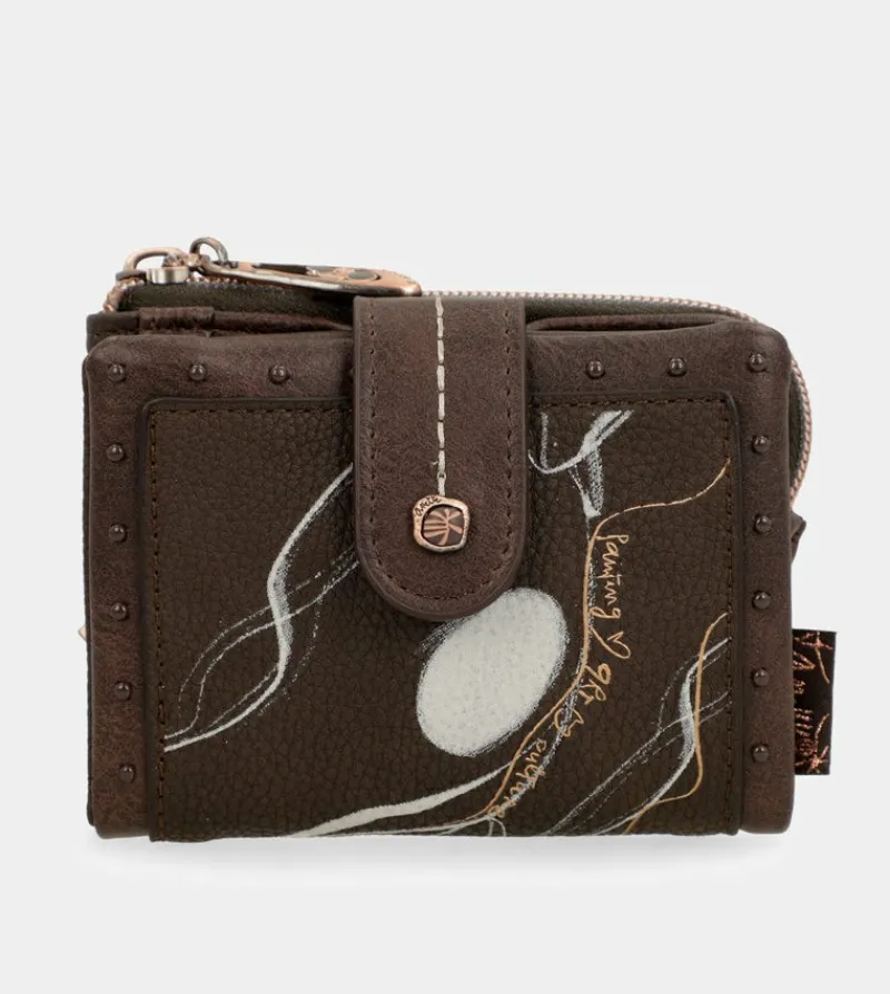Anekke Nature Shodo Small Brown Rfid Wallet Fashion