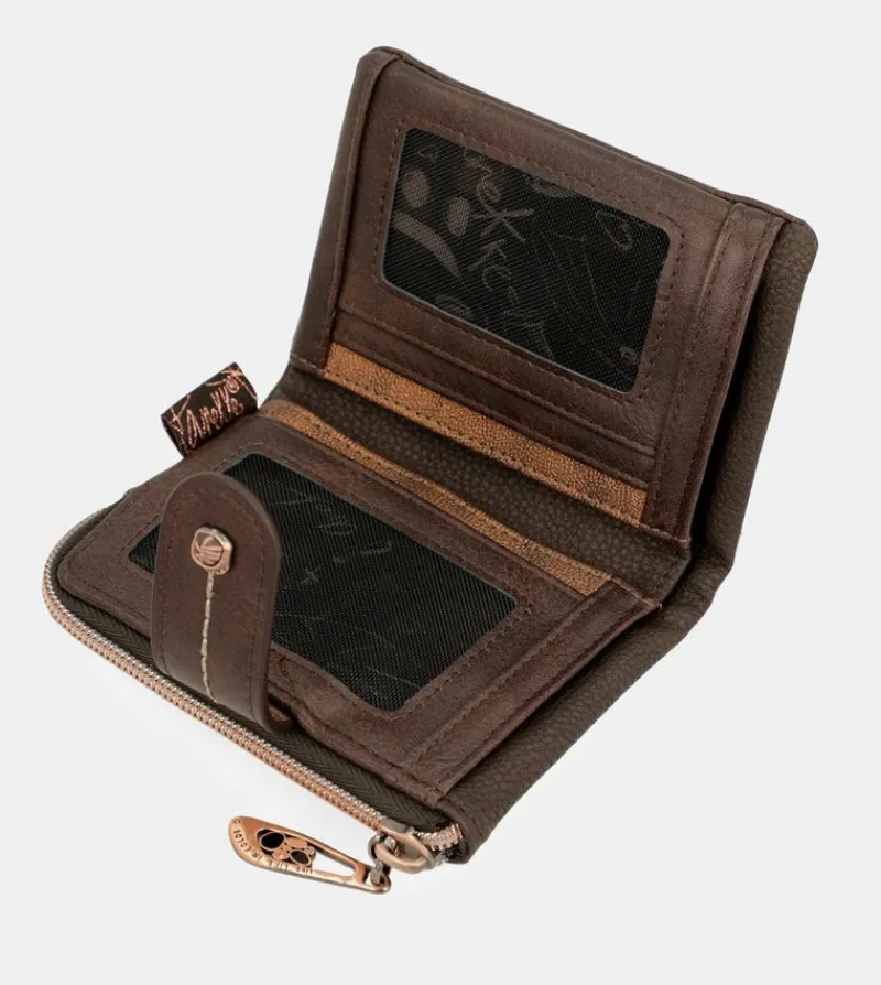 Anekke Nature Shodo Small Brown Rfid Wallet Fashion