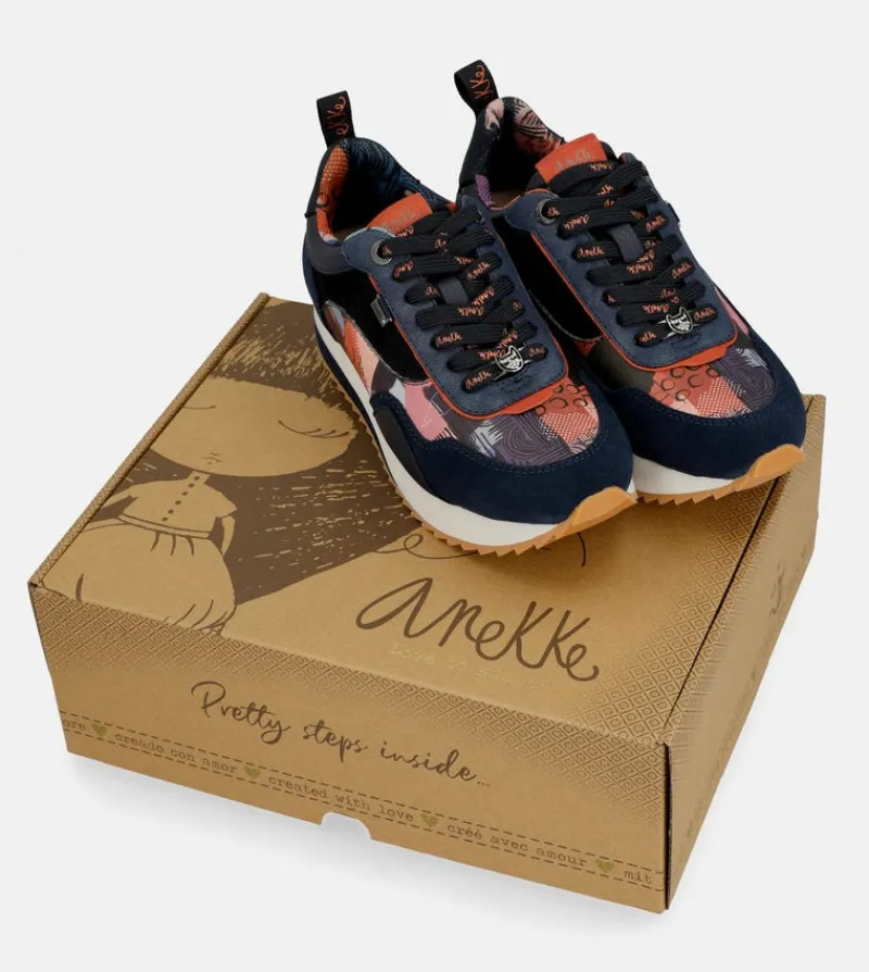 Anekke Navy Blue Palette Patterned Sports Sneakers Outlet