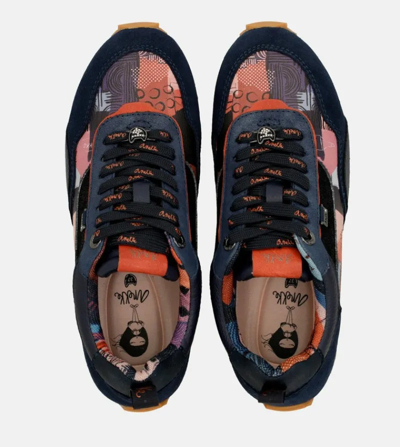 Anekke Navy Blue Palette Patterned Sports Sneakers Outlet