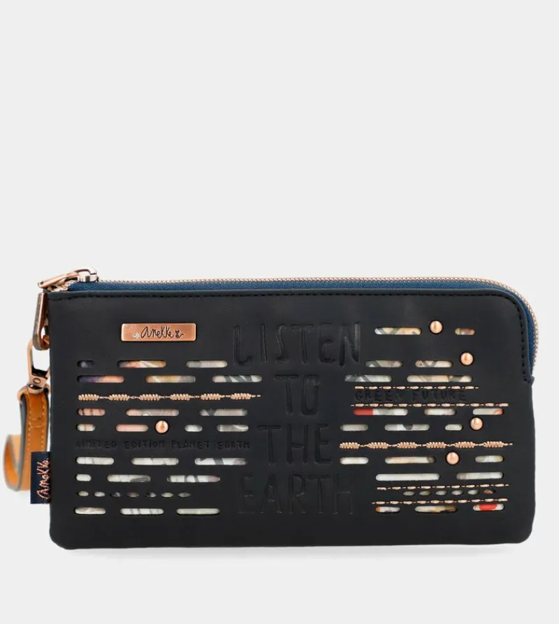 Anekke Navy Blue Rfid Wallet Nature Pachamama New