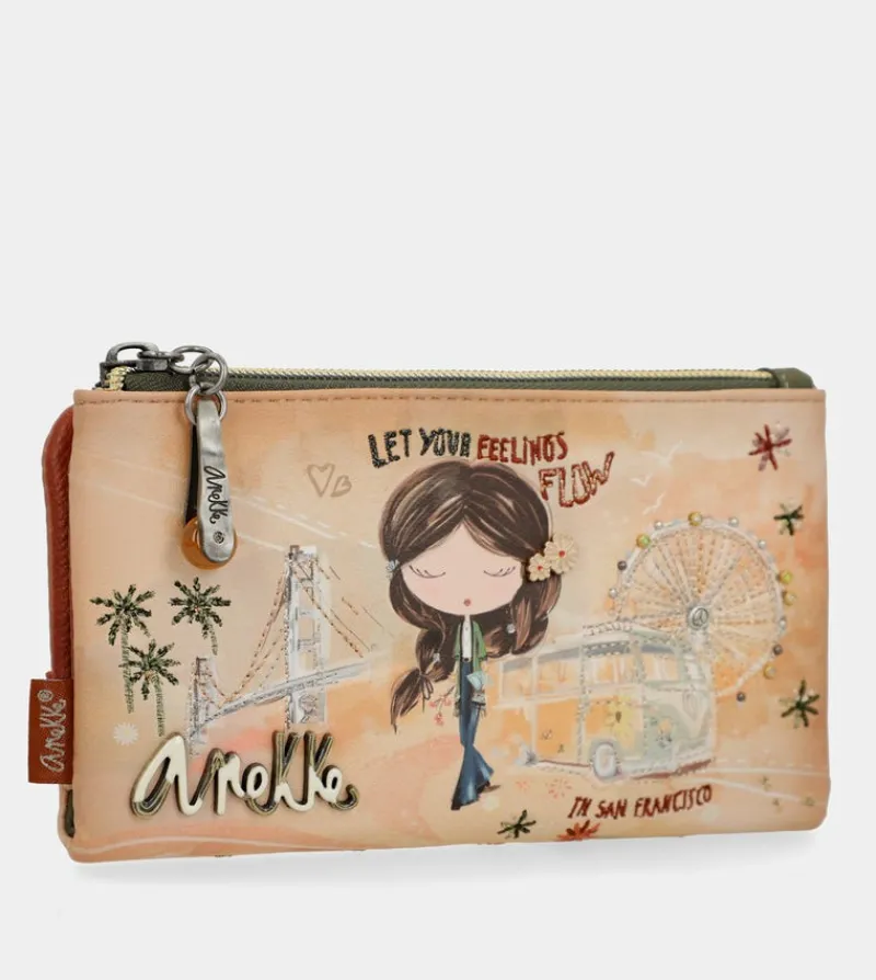 Anekke Peace & Love Camel Flexible Rfid Wallet Clearance