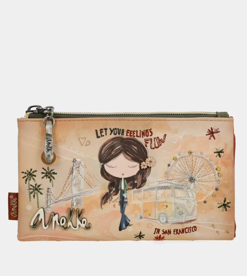 Anekke Peace & Love Camel Flexible Rfid Wallet Clearance