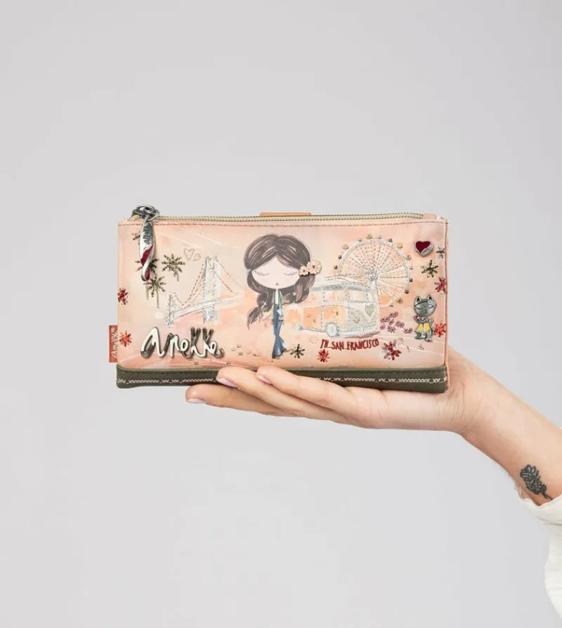 Anekke Peace & Love Camel Large Rfid Wallet Cheap