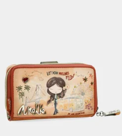 Anekke Peace & Love Camel Medium Rfid Wallet Hot