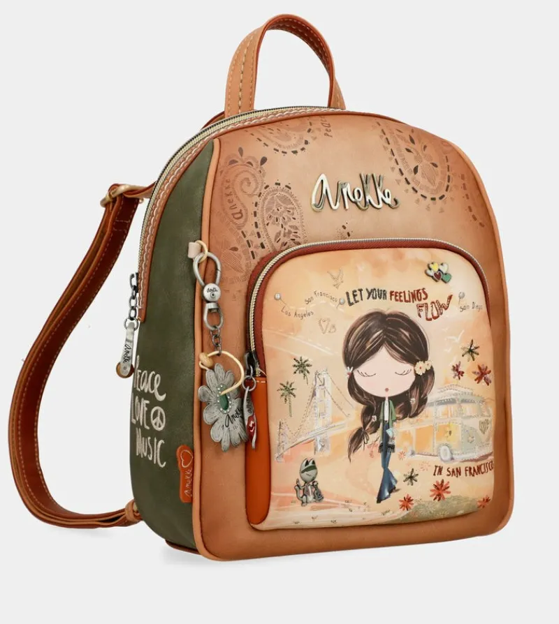 Anekke Peace & Love Camel Medium Backpack Best