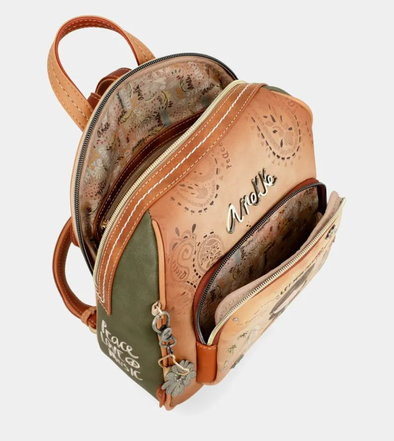 Anekke Peace & Love Camel Medium Backpack Best
