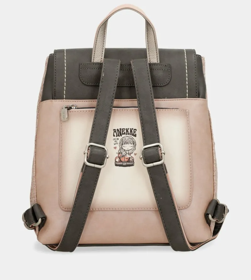 Anekke Peace & Love Pink Backpack With Flap Shop