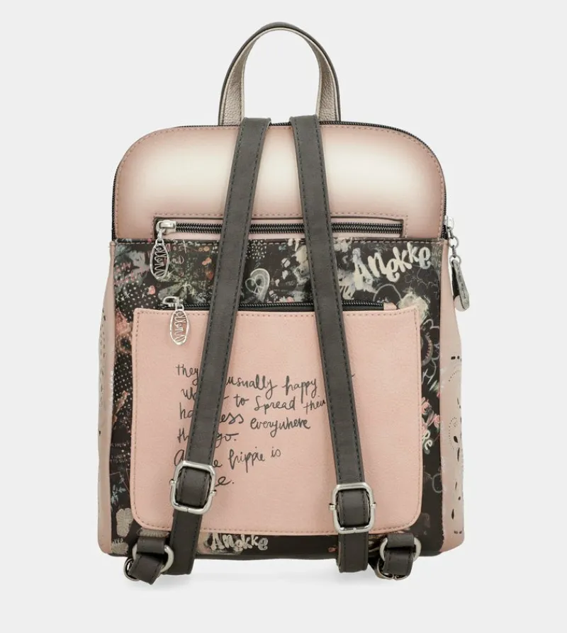 Anekke Peace & Love Pink 2-Compartment Backpack Cheap