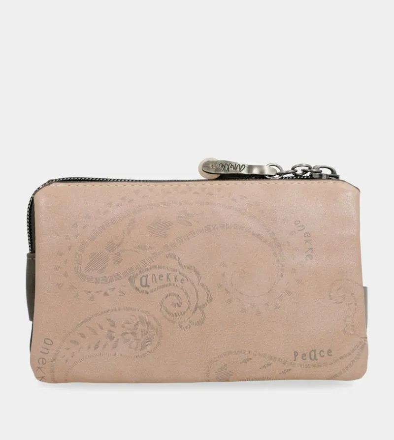 Anekke Peace & Love Pink 3-Compartment Coin Purse Fashion