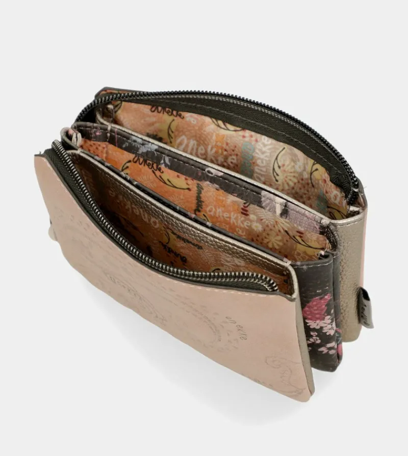 Anekke Peace & Love Pink 3-Compartment Coin Purse Fashion