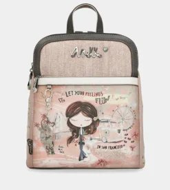 Anekke Peace & Love Pink 2-Compartment Backpack Cheap