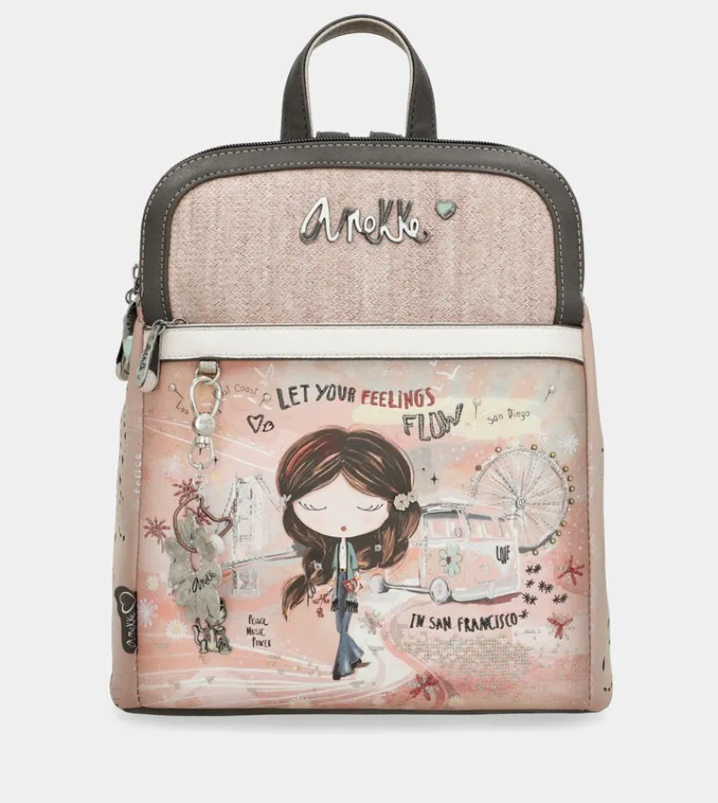Anekke Peace & Love Pink 2-Compartment Backpack Cheap