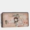 Anekke Peace & Love Pink Large Rfid Wallet Flash Sale