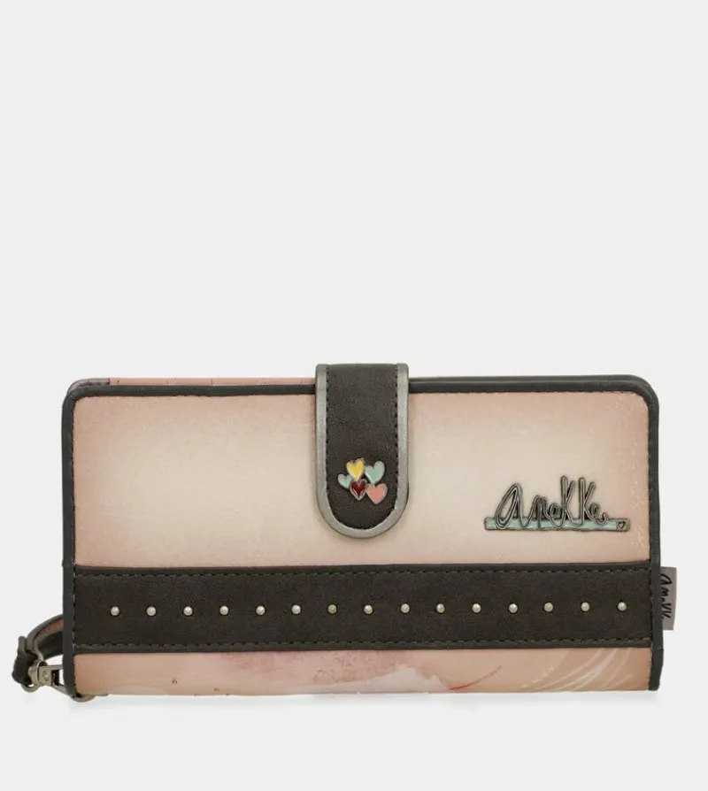 Anekke Peace & Love Pink Large Rfid Wallet Flash Sale