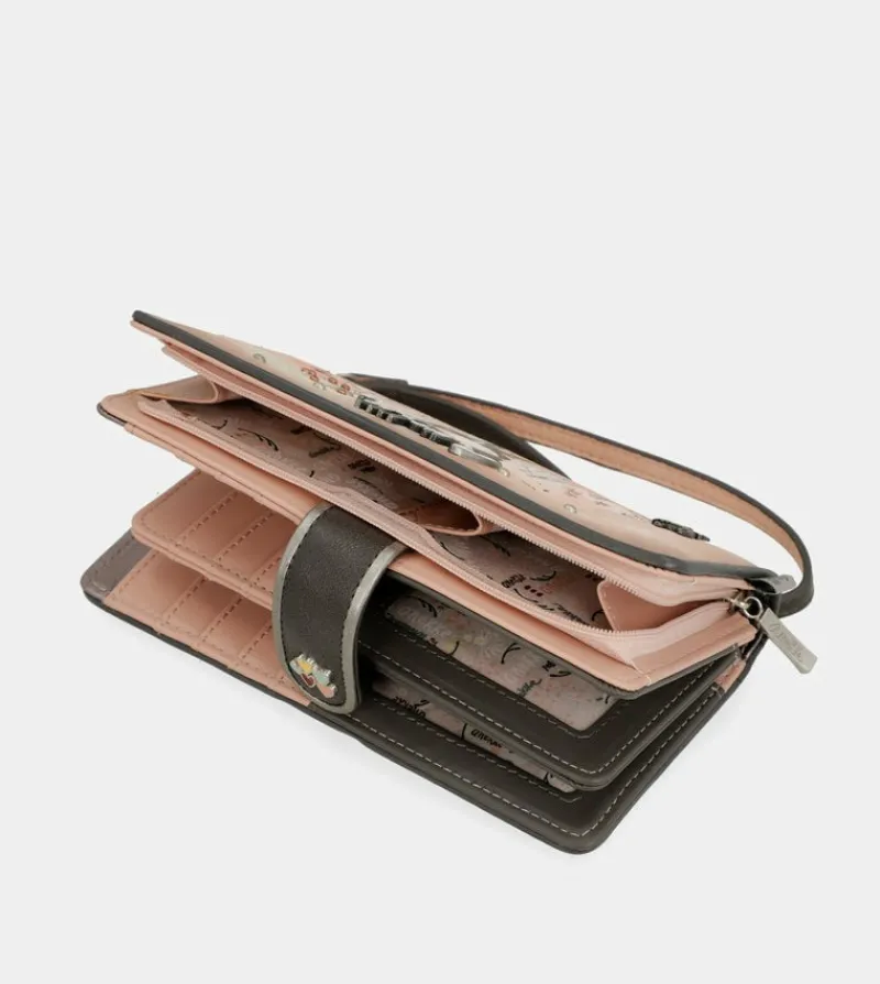 Anekke Peace & Love Pink Large Rfid Wallet Flash Sale