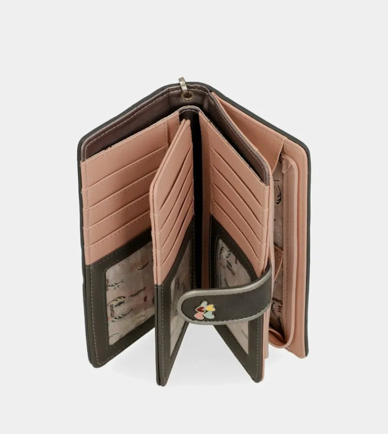 Anekke Peace & Love Pink Large Rfid Wallet Flash Sale
