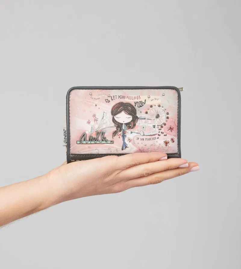 Anekke Peace & Love Pink Medium Rfid Wallet Store