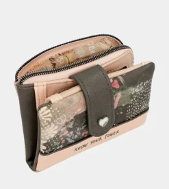 Anekke Peace & Love Pink Small Rfid Wallet Hot