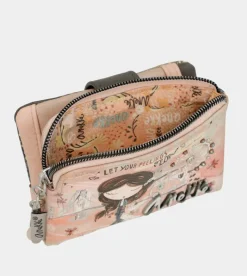 Anekke Peace & Love Pink Small Rfid Wallet Hot