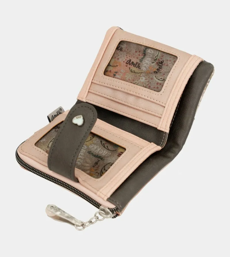 Anekke Peace & Love Pink Small Rfid Wallet Hot