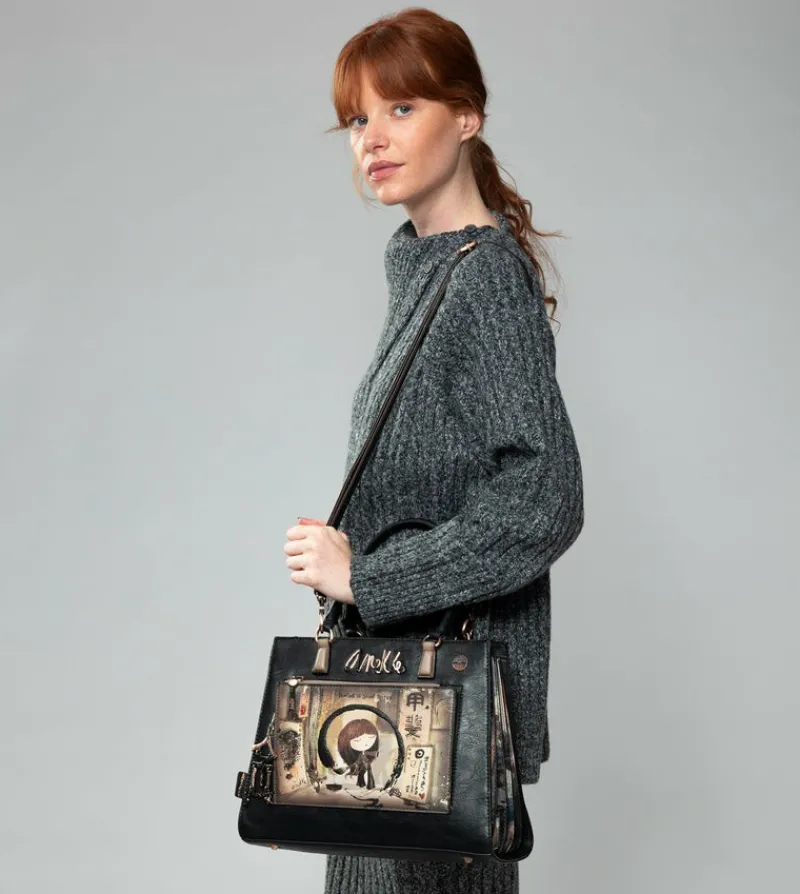 Anekke Shoen Black Tote With Shoulder Strap Store