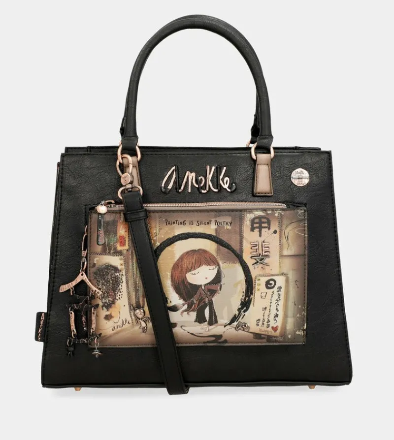 Anekke Shoen Black Tote With Shoulder Strap Store