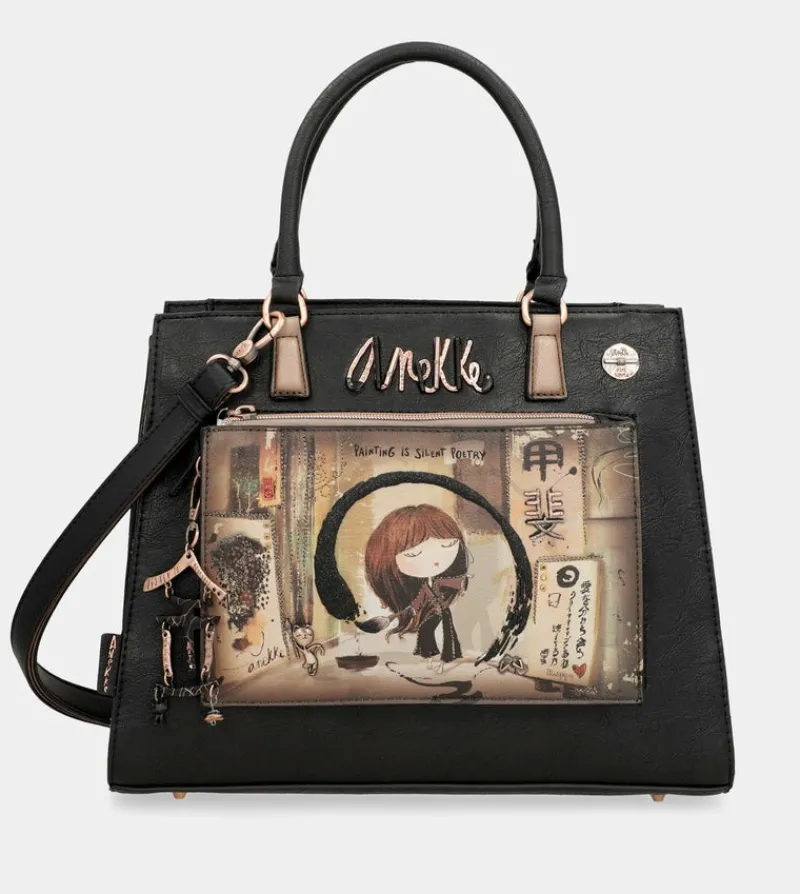 Anekke Shoen Black Tote With Shoulder Strap Store