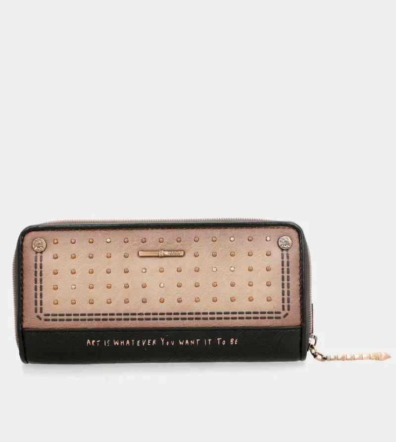 Anekke Shoen Large Black Rfid Wallet Fashion