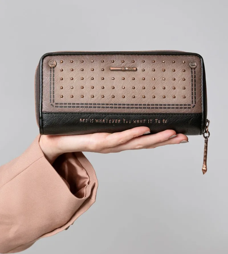 Anekke Shoen Large Black Rfid Wallet Fashion