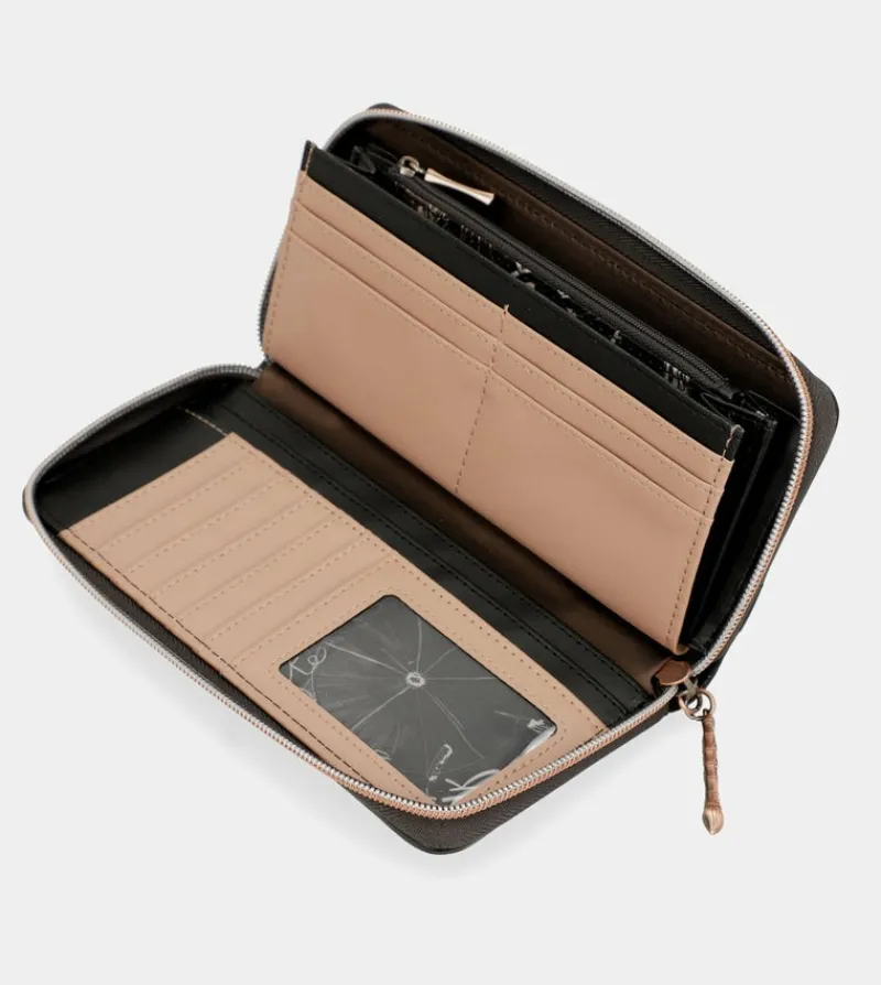 Anekke Shoen Large Black Rfid Wallet Fashion