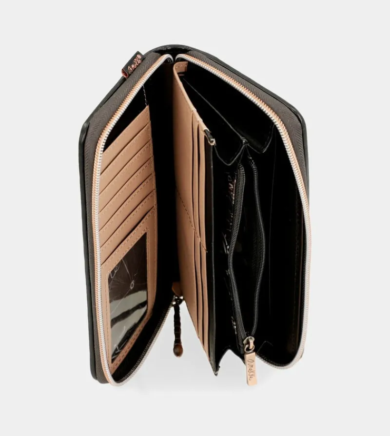 Anekke Shoen Large Black Rfid Wallet Fashion