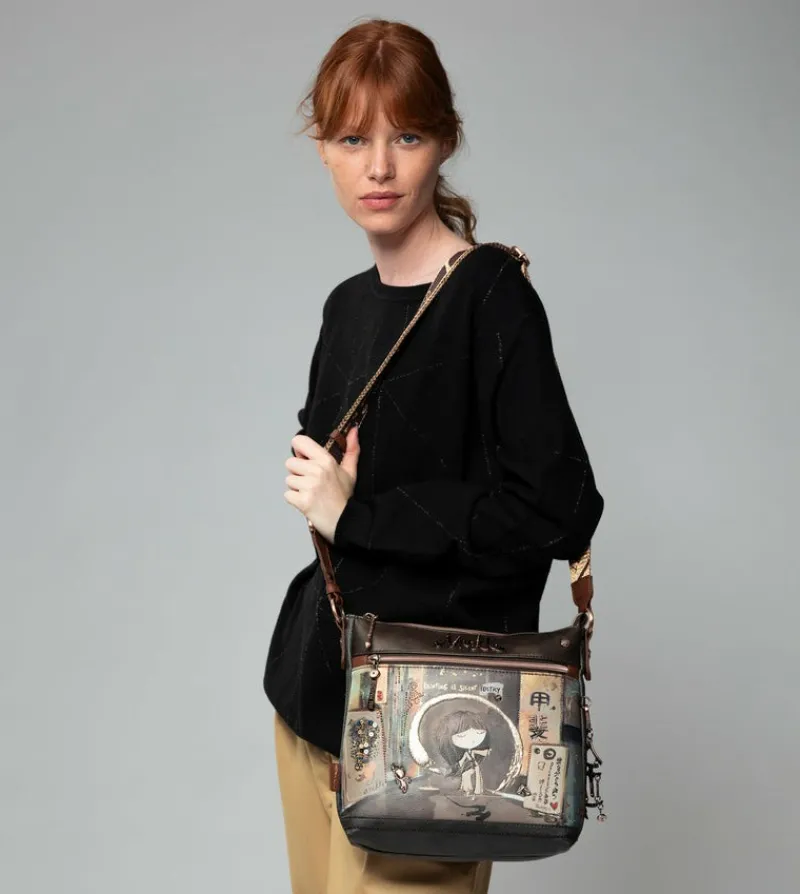 Anekke Shoen Medium Brown Shoulder Bag Cheap
