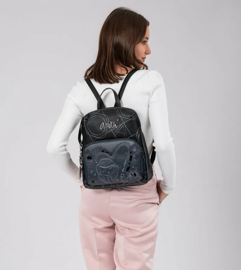 Anekke Studio Navy Blue Backpack For Leisure Use Fashion