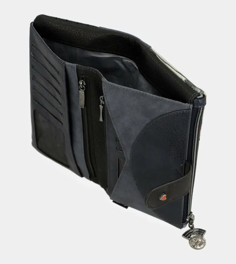 Anekke Studio Navy Blue Flexible Large Rfid Wallet New