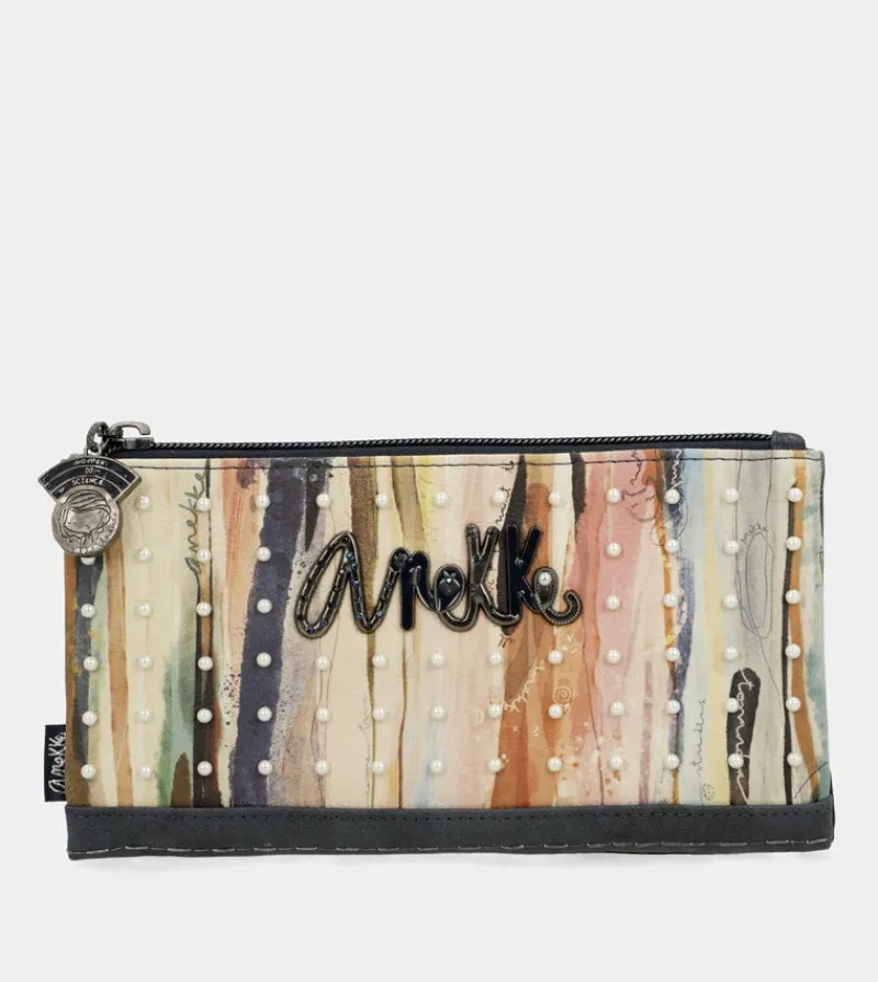 Anekke Studio Navy Blue Flexible Large Rfid Wallet New