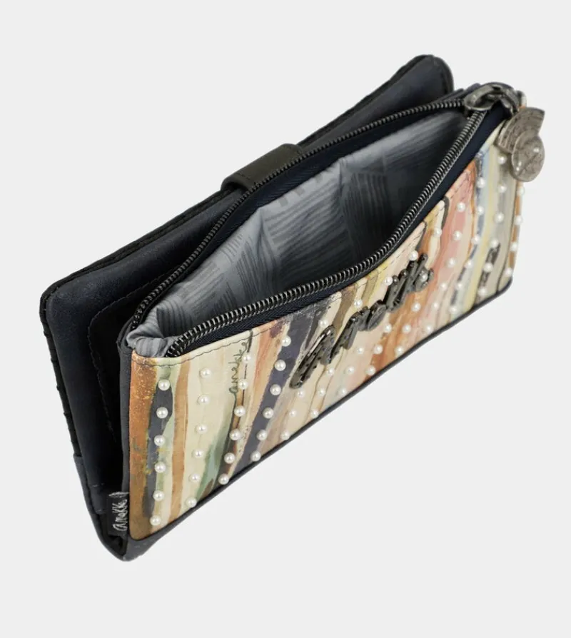 Anekke Studio Navy Blue Flexible Large Rfid Wallet New