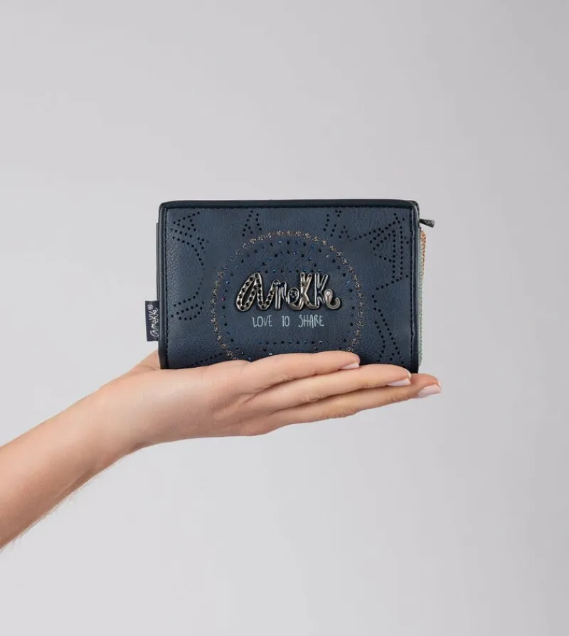 Anekke Studio Navy Blue Small Rfid Wallet Best Sale