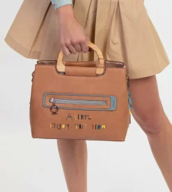 Anekke Sunrise Triple Compartment Handbag With Wooden Handle Sale